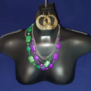 Jewelry Set (3 pieces) purple, green